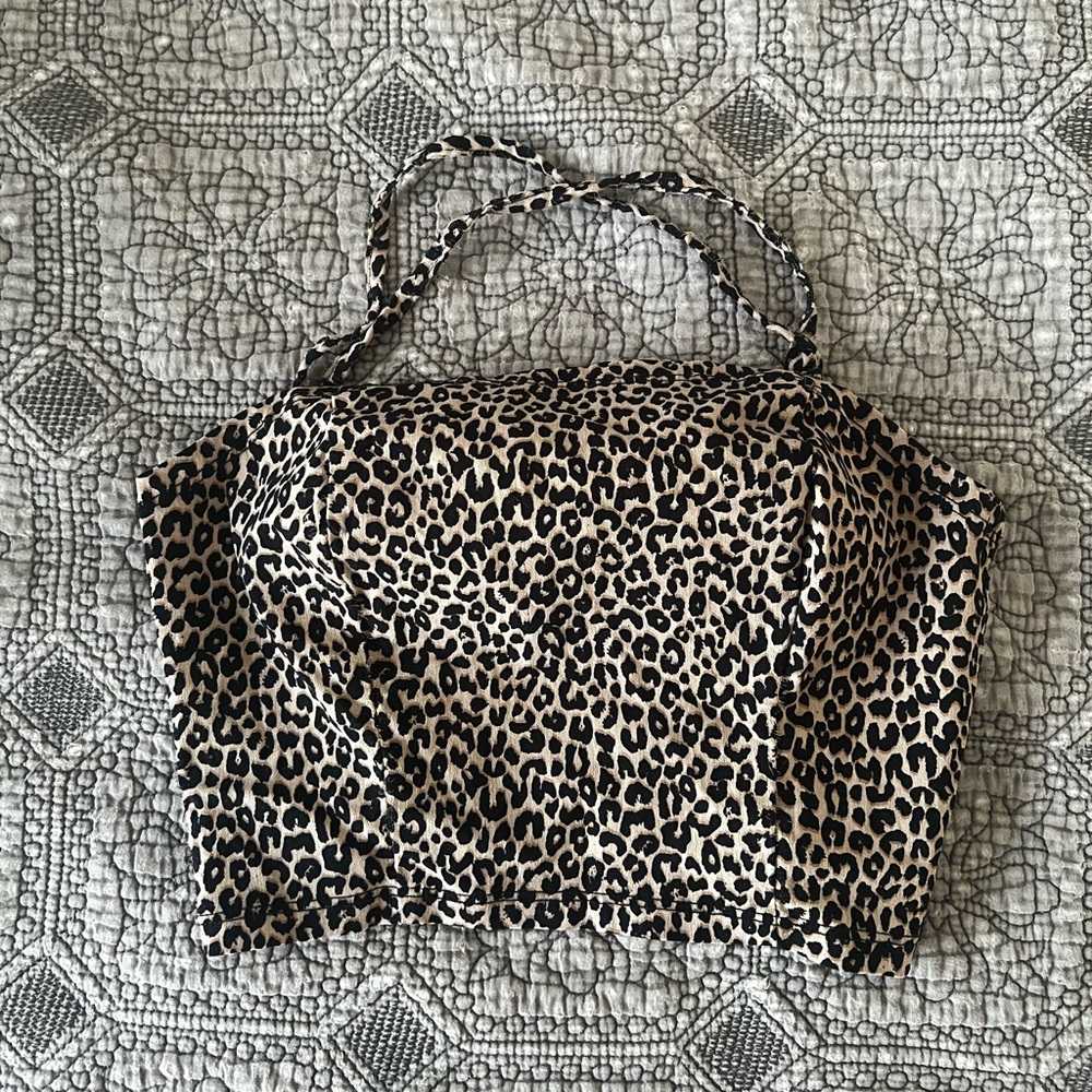 XXS cheetah leopard print lace up crop top